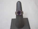 Amethyst Sterling Silver Ring, size 7, marked 925 DBJ (De Beers Jewelers), 5.3 g