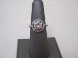 Sterling Silver Round CZ Ring, Size 7, marked S925, 3 g