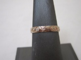 Sterling Silver Etched Wedding Band Ring, Size 7.5, marked 925K, 1.2 g