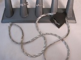 Lot of Silver-Tone Jewelry including 2 rings (size 6.5 & 8) and necklace