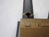 Beautiful Onyx & 2 Faux Diamonds Ring Size 7, marked SETA, 1.8 g