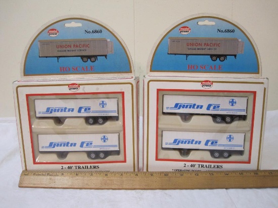 2 Packages Model Power HO Scale Santa Fe Trailers, 2 40' Trailers per package, 13 oz