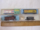 4 N Scale Train Cars including Blatz, AT & SF, and LS&I Hopper, 9 oz