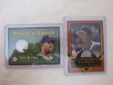 2 Pedro Martinez (Boston Red Sox) Baseball Cards with Game Worn Jersey Pieces from Fleer and Upper