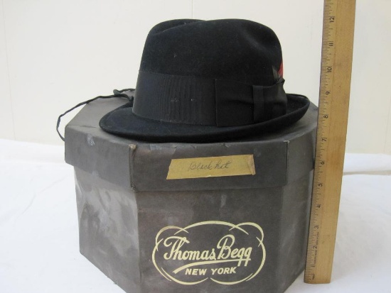 Vintage Knox Custom Cushion-Aire Bowler Hat, Size 7, in Thomas Begg New York Hat Box, 1 lb 4 oz