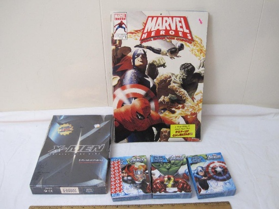 Lot of Marvel Playing Cards and Calendar including Marvel Heroes Special Edition 2008 Calendar,