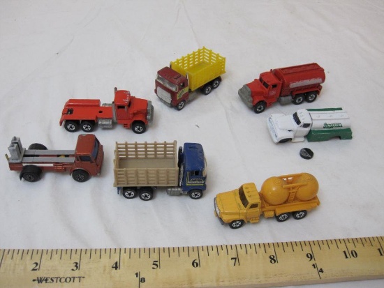 Lot of 7 Vintage Hot Wheels, Matchbox, and Tomica Diecast Cars and Trucks, 1970s-1980s