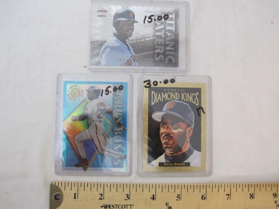 3 Barry Bonds Premium Baseball Cards from Donruss, Topps, and Score