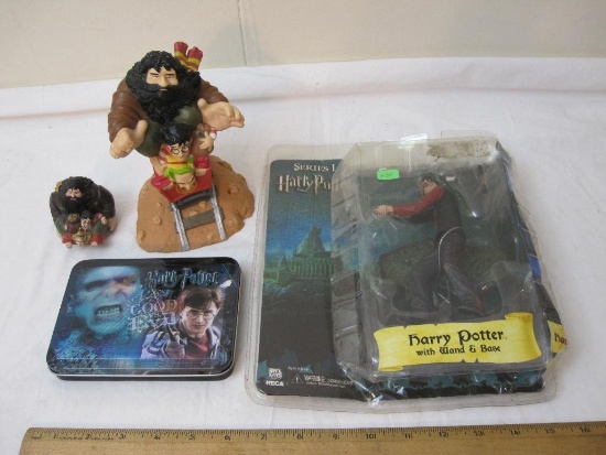 Lot of Harry Potter Collectibles including Collectible Playing Card Set and Tin, Collectible Action