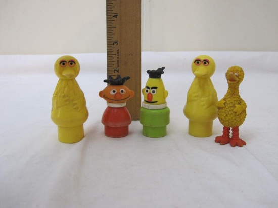 Lot of Vintage Sesame Street Plastic Characters including Big Bird, Bert & Ernie, marked Muppets Inc
