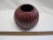Haeger Rounded Banded Maroon Vase, 6 inches by 6 inches, 3 inch diameter opening, 2lb
