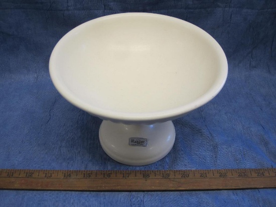 Royal Haeger Ivory Matte Glaze Pedestal Bowl, 6inches tall, 8 inches wide, 2lb 4oz