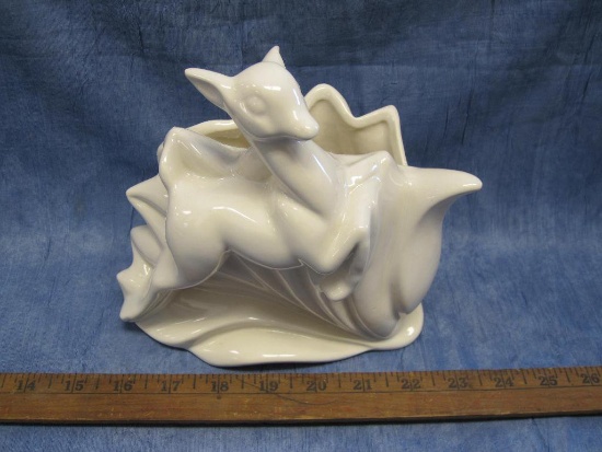 Leaping Fawn Ivory Haeger Vase 3501, 7 in tall by 7 in wide, 2lb 4oz