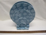 Rare Scalloped Blue Cloud Haeger Vase, 12 inches tall, 10 inch wide. Pedestal is 4 inches deep, vase