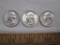 Three Silver US quarters, 2 1964, 1 1961, 18.8 g