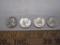 Four Silver US quarters, three 1964, one 1952D, 24.8 g