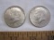 Two Silver 1964 Kennedy US Half Dollars, 25.2 g