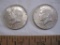 Two 1964 US Silver Kennedy Half Dollars, 24.9 g