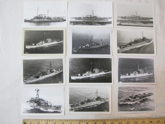 Twelve Vintage black and white Warship photographs, including Walter B. Cobb, Burdo and Earle B.