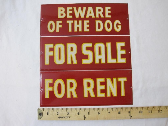 Vintage NOS HY-KO Fine Reflecting Signs including "Beware of the Dog", "For Sale", and "For Rent",