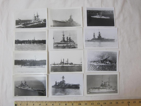 Assortment of 12 vintage black and white Warship photographs, including Alabama, Iowa, Wisconsin and