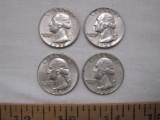 Four Silver US quarters, two 1961, one 1957, one 1958D, 25 g