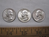 Three Silver US quarters, 2 1964, 1 1961, 18.8 g