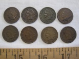 Eight Indian Head US Pennies, three 1897, two 1899, two 1906 and one l905, 24.2 g