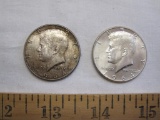 Two Silver 1964 Kennedy US Half Dollars, 25.2 g
