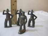 4 Vintage Metal Figures including 3 cowboys (3.5