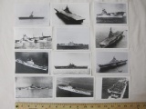 Assorted lot of 12 vintage Warship photographs, including Valley Forge, Wasp and Yorktown, 1.2 oz