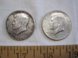 Two 1964 US Silver Kennedy Half Dollars, 24.9 g