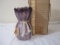 Purple Pilgrim Glass Tall Ribbed & Scalloped Vase, hand-blown crystal, 9