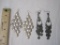 2 Pairs of Vintage Silver Tone Dangle Earrings, 1 oz