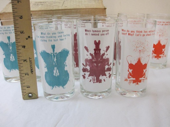 Set of 11 Rorschach Ink Blot Test Drinking Glasses, 8 lb 3 oz