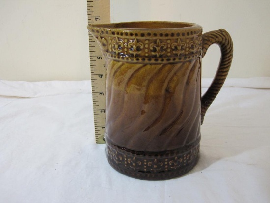 Vintage Ceramic Pitcher, embossed texture, 3 lb 2 oz