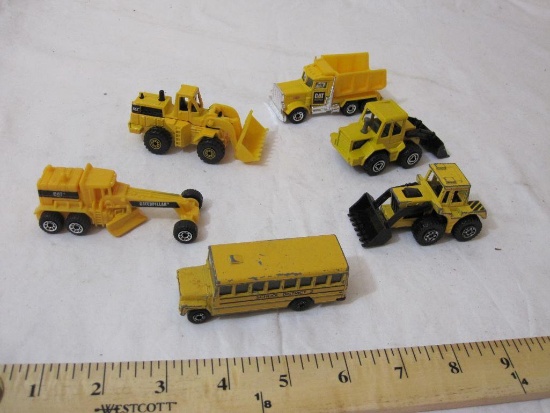 Lot of Miniature Construction Vehicles and School Bus from Matchbox and Majorette, 10 oz