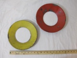 2 Metal Railroad Lanterns Light Backings, red and yellow, 1 lb 5 oz