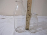 2 The East End Dairy Vintage Glass Milk Bottles, half-pint (5.5