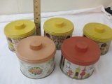 5 Vintage Mrs. Leland's Seasonal Old-Fashioned Candy Tins, 1958 & 1962, 1 lb 10 oz