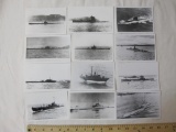Lot of 12 vintage Warship photographs, including Greenfish, Hercules, Halfbeak and Halibut, 2 oz