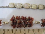 2 Broken Stone and Gemstone Necklaces, great parts pieces, 6 oz