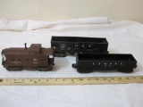 3 Vintage Postwar Lionel O Scale Train Cars including Caboose 6457, Norfolk and Western 4 Bay