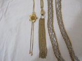 Lot of Women's Gold and Silver Tone Jewelry including Gold Plated Floral Layette (9.7 g), gold tone