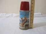 Vintage Roy Rogers and Dale Evans Double R Bar Ranch Poly Red Top Metal Thermos, No 2077, AS IS, 14