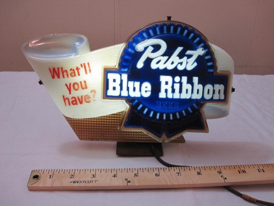 Vintage Pabst Blue Ribbon Lighted Beer Advertising Sign, 1 lb 14 oz