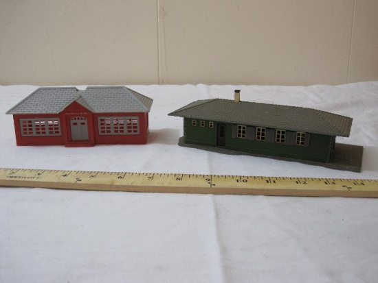 2 HO Scale Plastic Train Display Buildings including Plasticville School and Faller Station, 4 oz