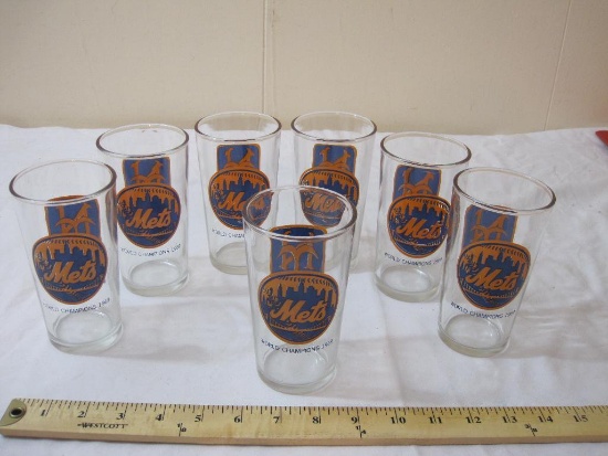 7 Vintage New York Mets World Champions 1969 5 1/4" Drinking Glasses, excellent condition, 4 lbs