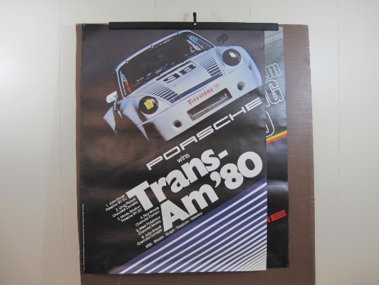 Two 1980 Porsche Posters including Porsche wins Trans-Am '80 and Porsche 935 Spyder 1000km