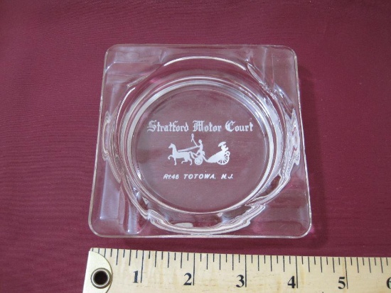 Vintage Glass Ashtray from Stratford Motor Court, Totowa NH, 4 1/4", 7 oz